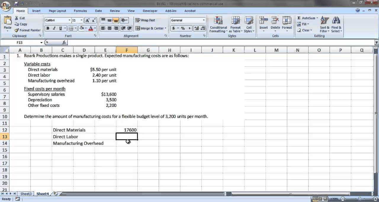 Acc 121 - Preparing A Flexible Budget For Flexible Budget Performance Report Template