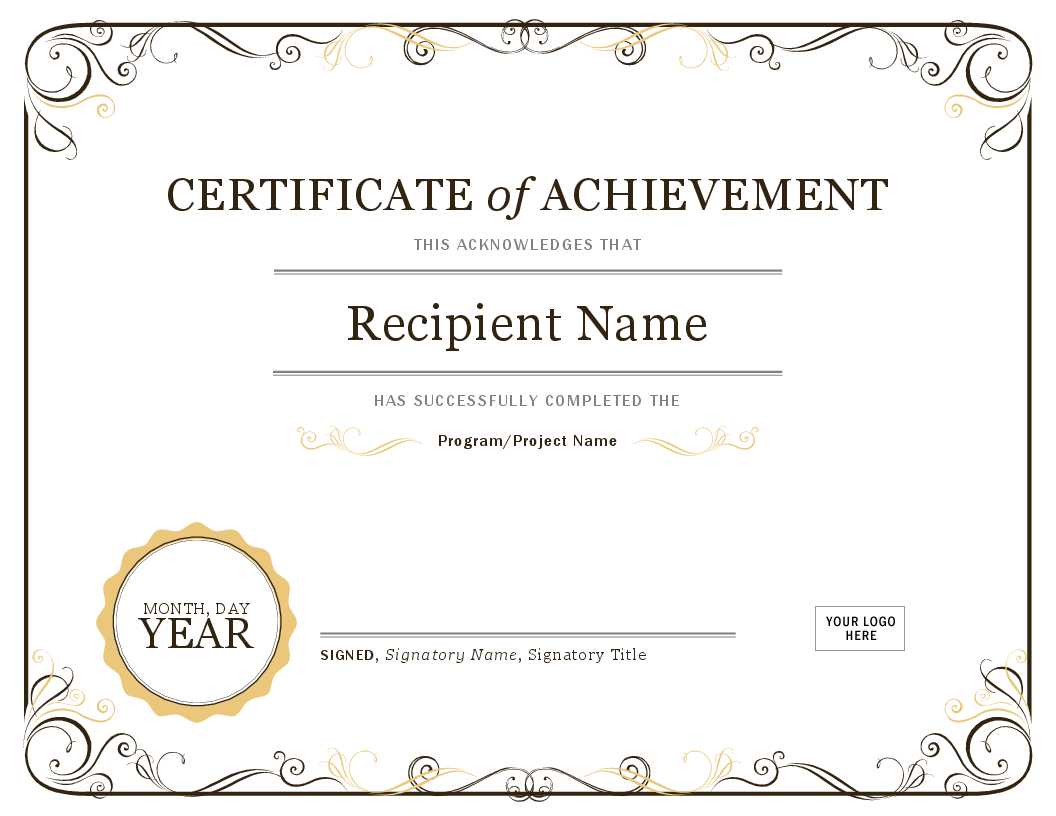 Achievement Award Certificate Template - Tomope.zaribanks.co Regarding Blank Award Certificate Templates Word