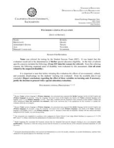 Adhd Report Template within School Psychologist Report Template
