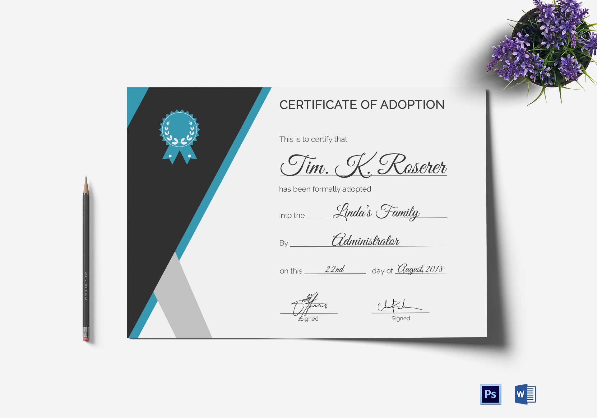Adoption Certificate Template Pertaining To Blank Adoption Certificate Template