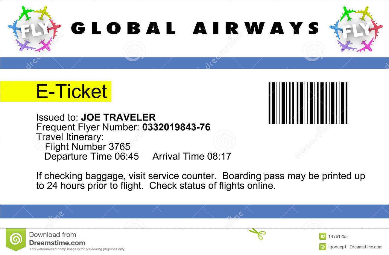 Airline E Ticket Stock Illustration. Illustration Of Travel Regarding Plane Ticket Template Word