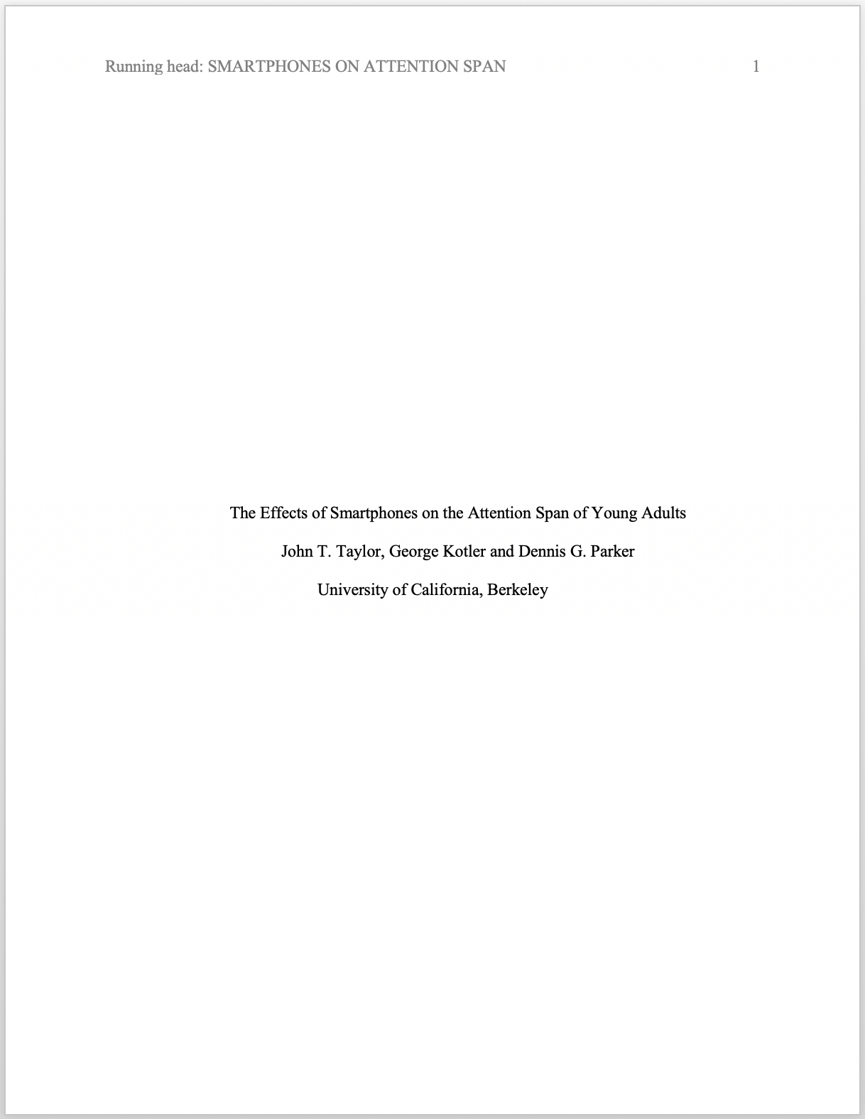 Apa Format For Academic Papers And Essays [Template] In Research Report Sample Template