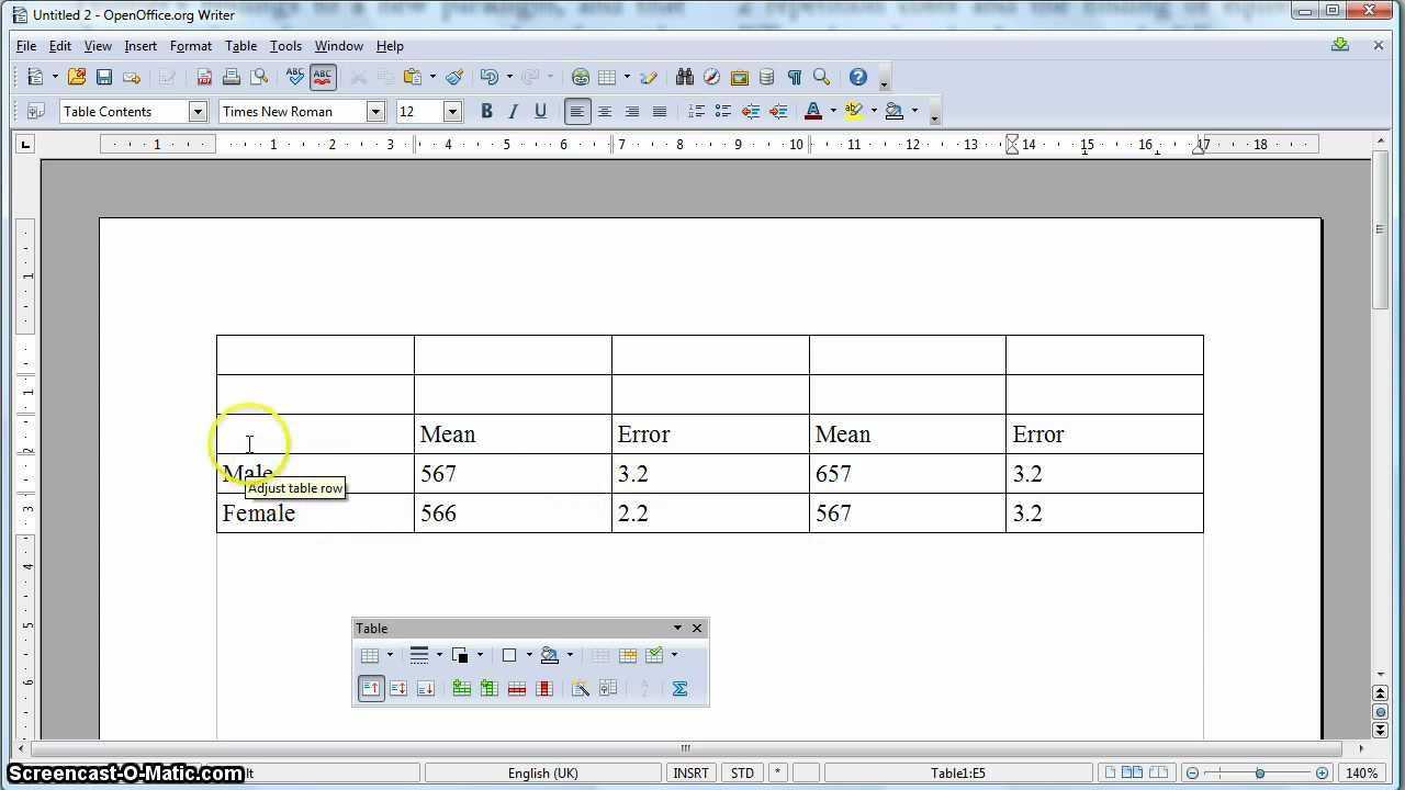 Apa Formatted Table In Open Office For Apa Table Template Word