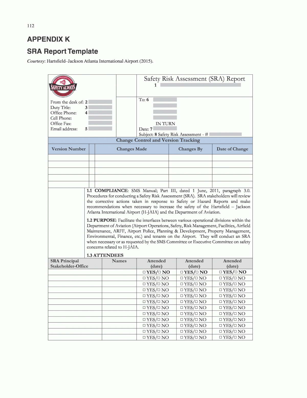 Appendix K – Sra Report Template | Airport Safety Risk With Risk Mitigation Report Template