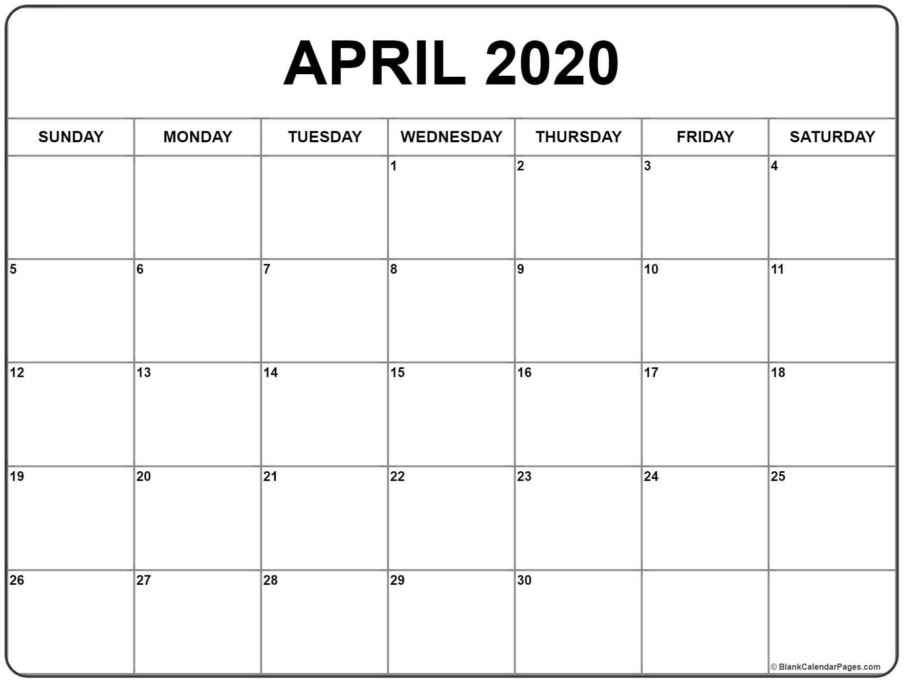 April 2020 Calendar | Free Printable Monthly Calendars Inside Blank Calander Template