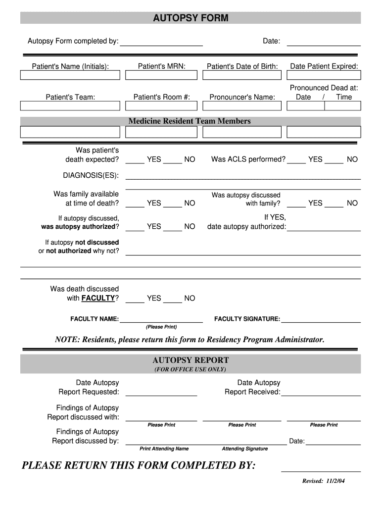 Autopsy Report Template – Fill Online, Printable, Fillable Inside Blank Autopsy Report Template