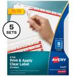 Avery 8 Tab Print & Apply Clear Label Dividers, 5 Sets (11437) – Walmart Intended For 8 Tab Divider Template Word