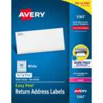 Avery® Easy Peel(R) Return Address Labels, Sure Feed(Tm) Technology,  Permanent Adhesive, 1/2" X 1 3/4", 8,000 Labels (5167) – Permanent Adhesive  – Intended For Word Label Template 12 Per Sheet
