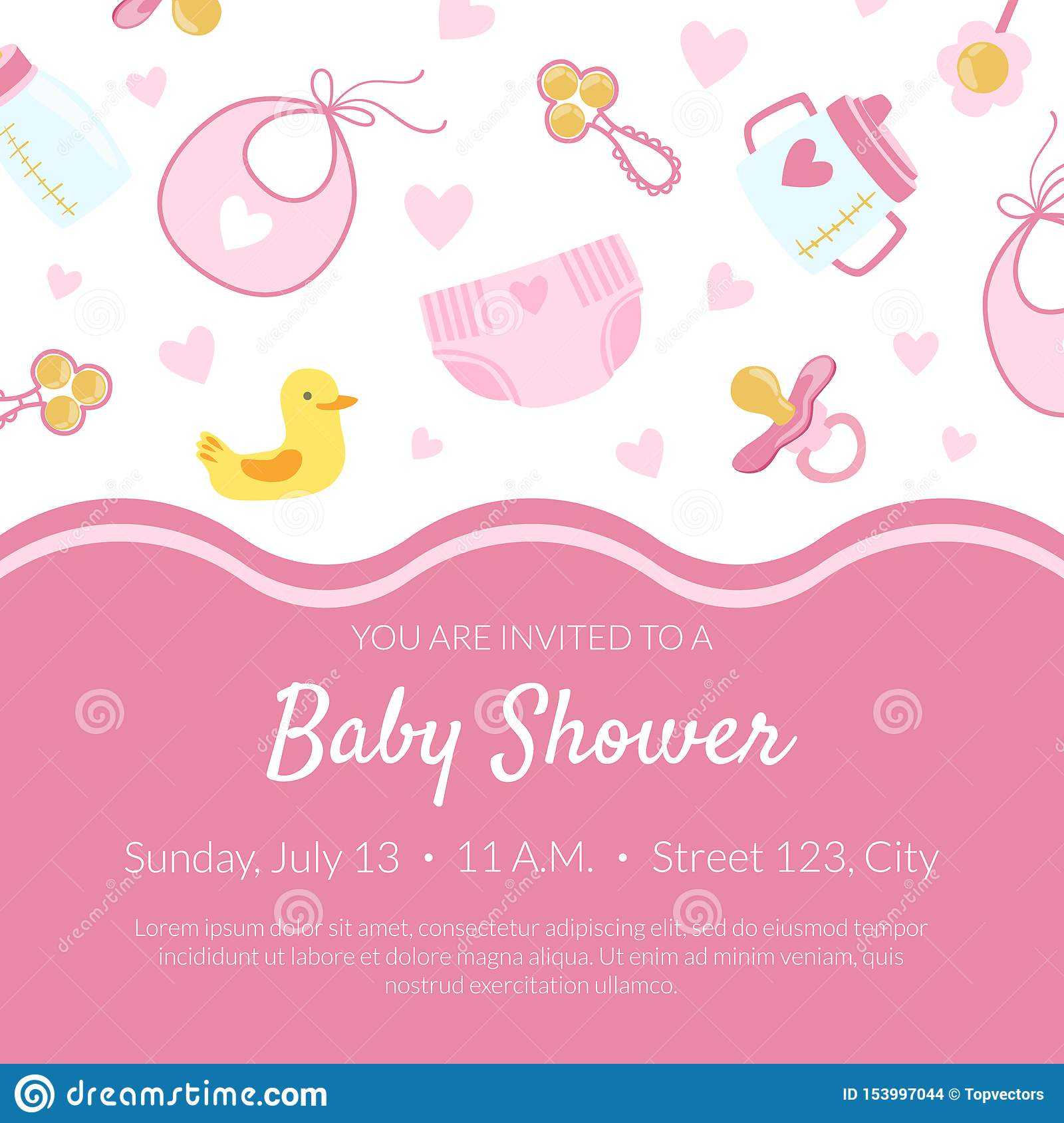 Baby Shower Invitation Banner Template, Pink Card With With Regard To Baby Shower Banner Template