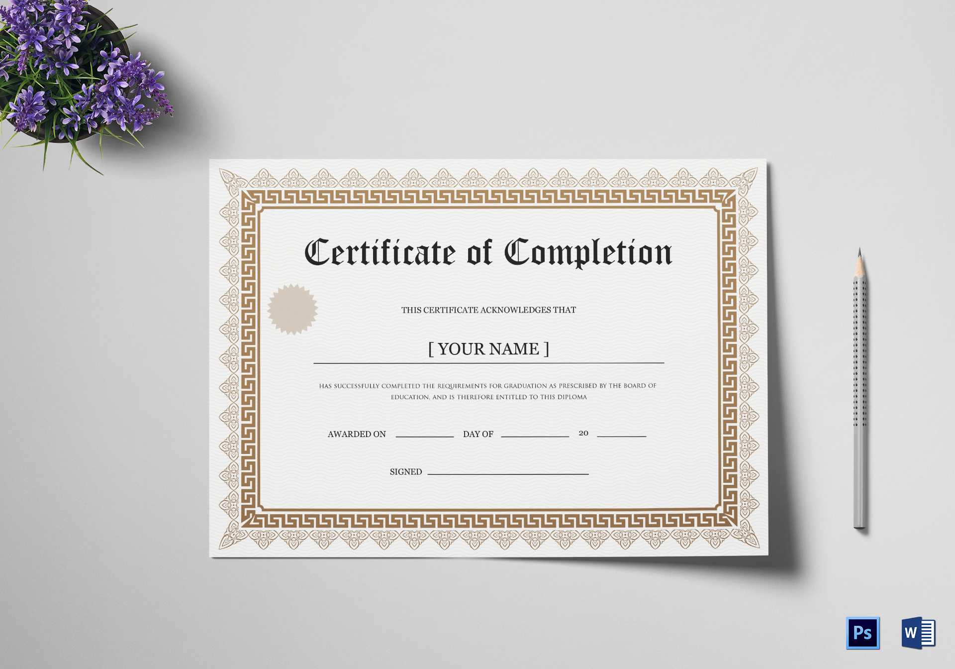Bachelor Degree Completion Certificate Template Within Graduation Certificate Template Word
