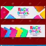 Back To School Colorful Text Banner Template With Stationary For Classroom Banner Template