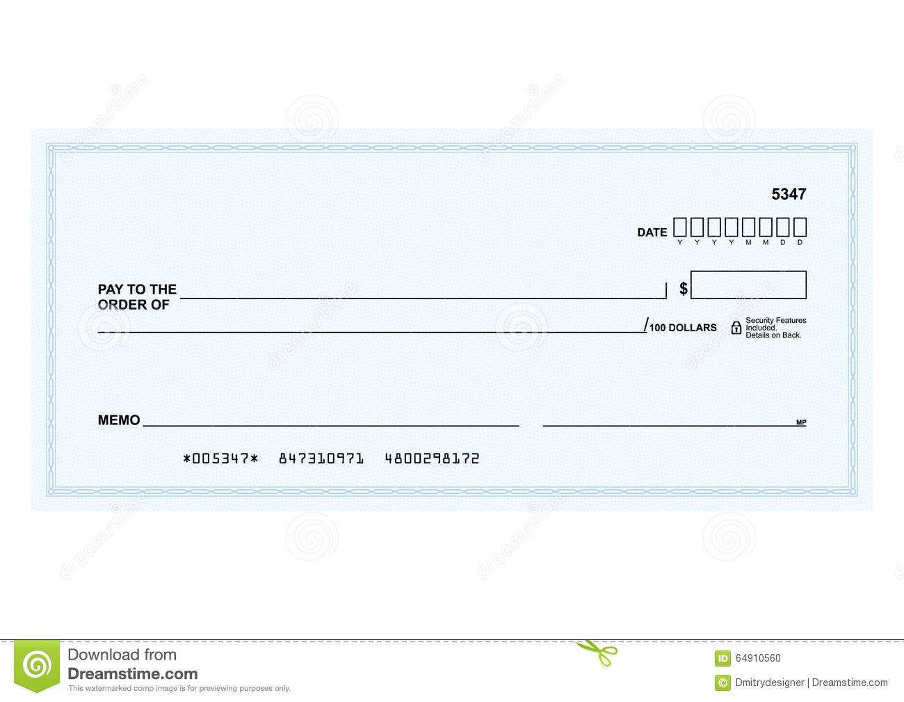 Bank Check Stock Vector. Illustration Of Cheque, Blank Intended For Blank Business Check Template