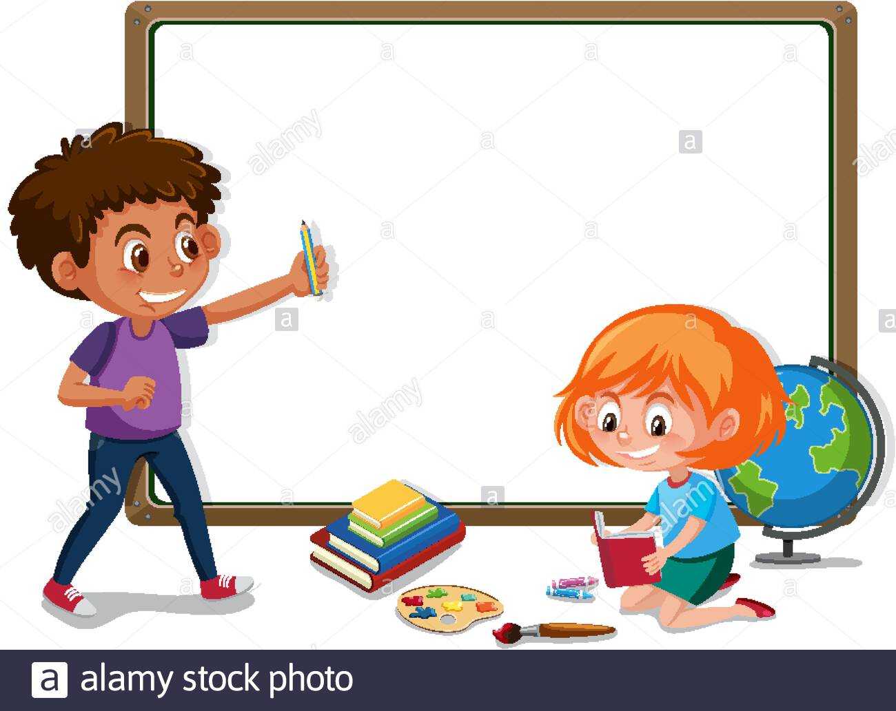 Banner Template With Boy And Girl In The Classroom Pertaining To Classroom Banner Template