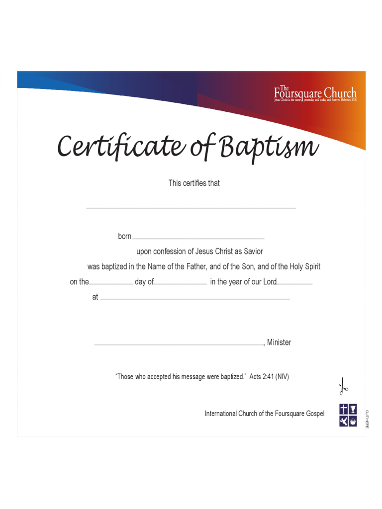 Baptism Certificate - 4 Free Templates In Pdf, Word, Excel Pertaining To Baptism Certificate Template Word