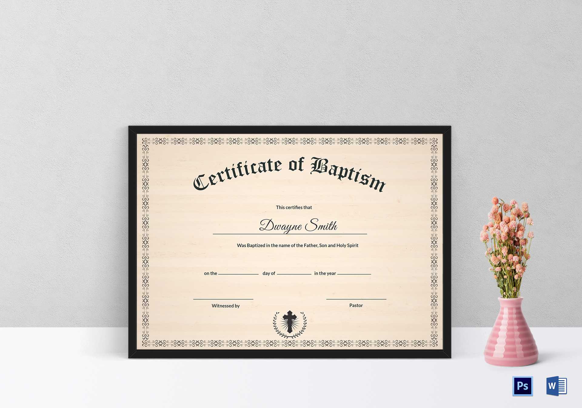Baptism Certificate Template With Baptism Certificate Template Word