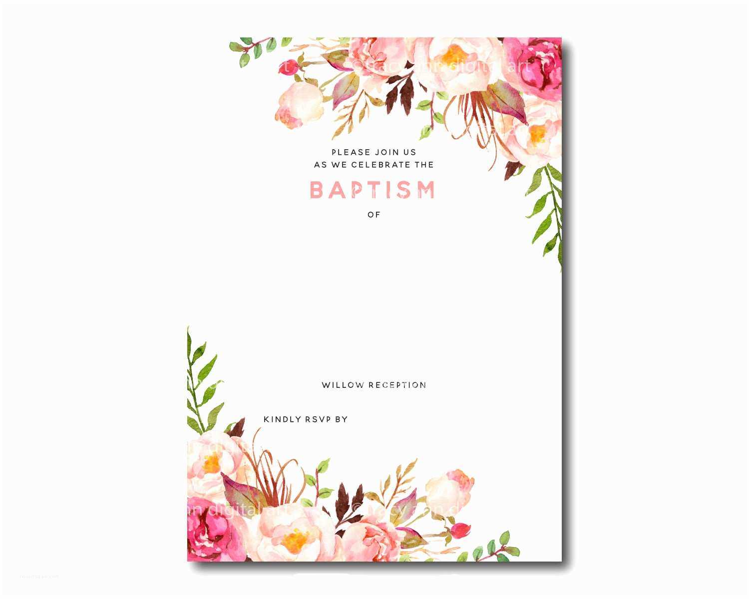 Baptism Invitation Template Free Printable Baptism Floral Intended For Blank Christening Invitation Templates