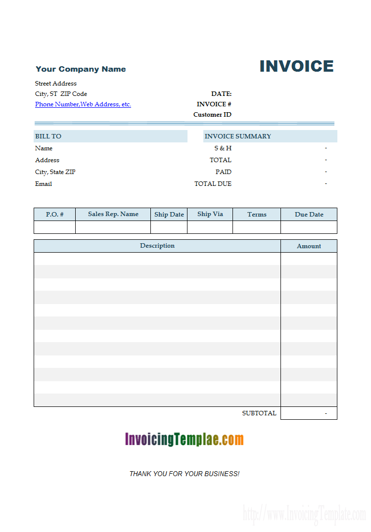 Basic Invoice Template For Mac Within Free Invoice Template Word Mac