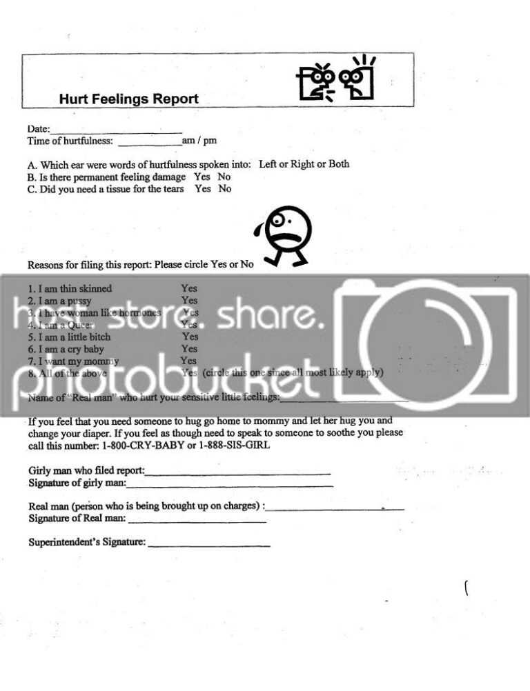 Best Printable Hurt Feelings Report Rodriguez Blog For Hurt Feelings