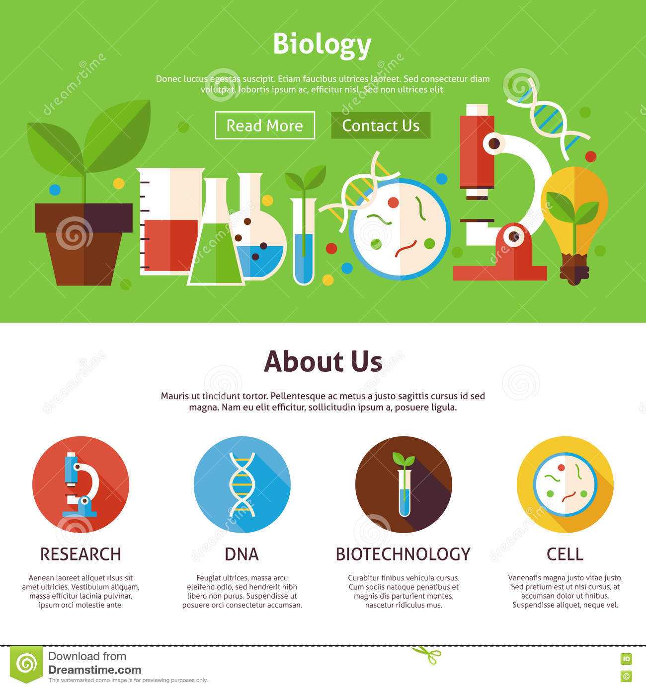 Biology Science Flat Web Design Template Stock Vector Inside Science Fair Banner Template