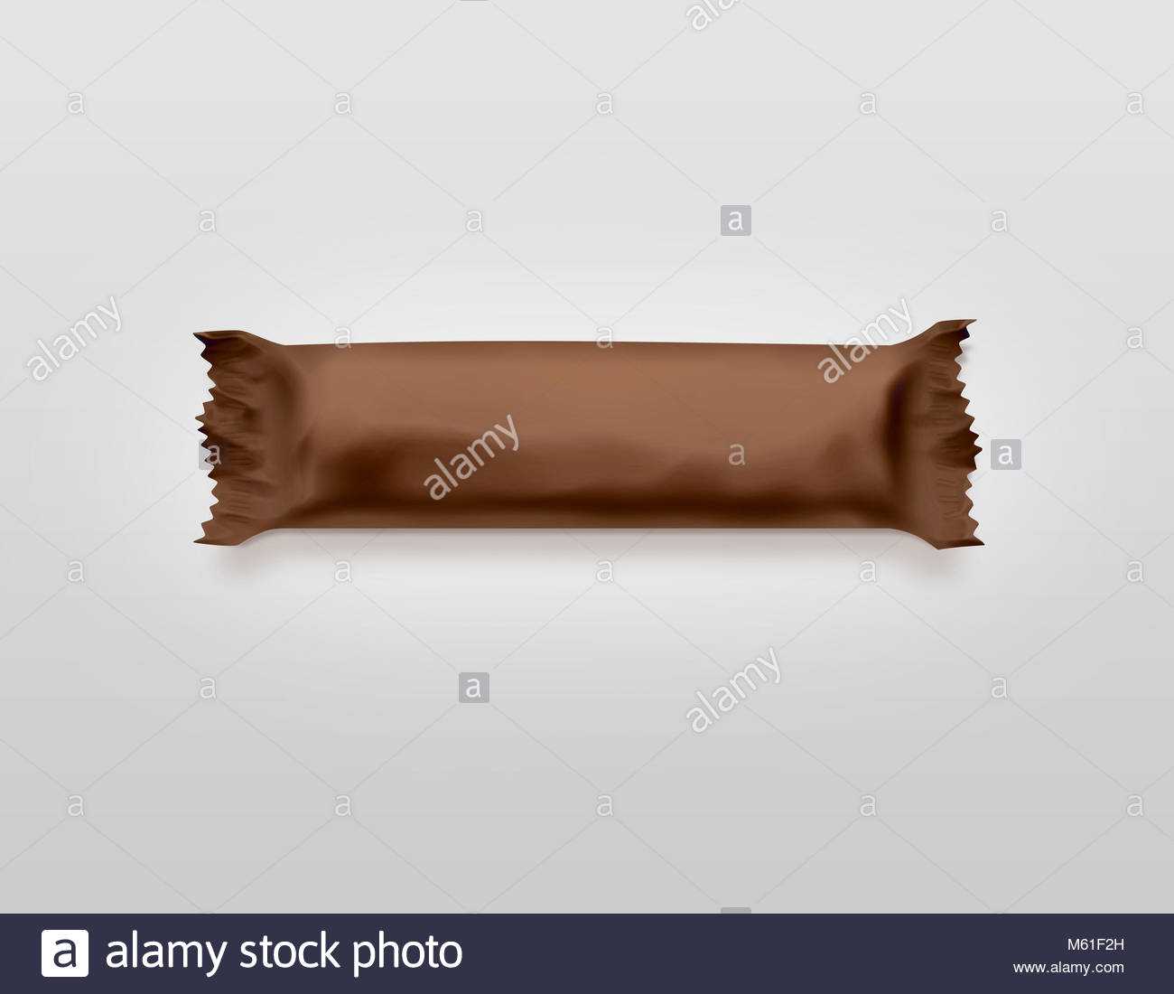 Blank Brown Candy Bar Plastic Wrap Mockup Isolated. Empty For Blank Candy Bar Wrapper Template