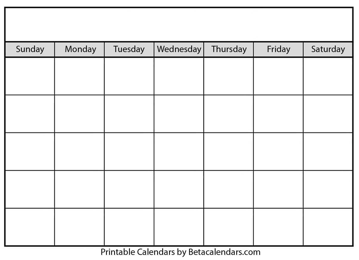 Blank Calendar – Beta Calendars Inside Blank Calander Template