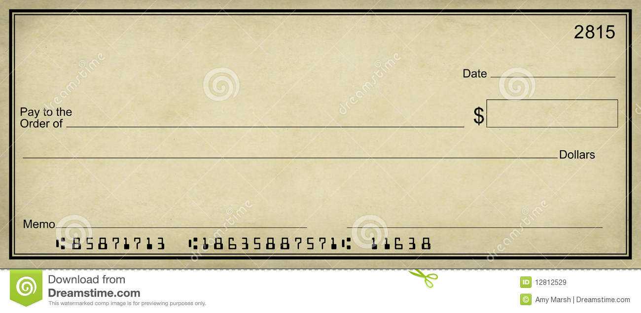 Blank Check Parchment Background Stock Illustration With Large Blank Cheque Template