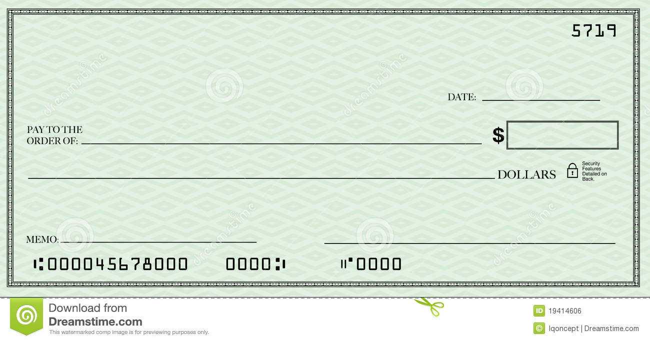 Blank Check With Open Space For Your Text Stock Illustration With Large Blank Cheque Template