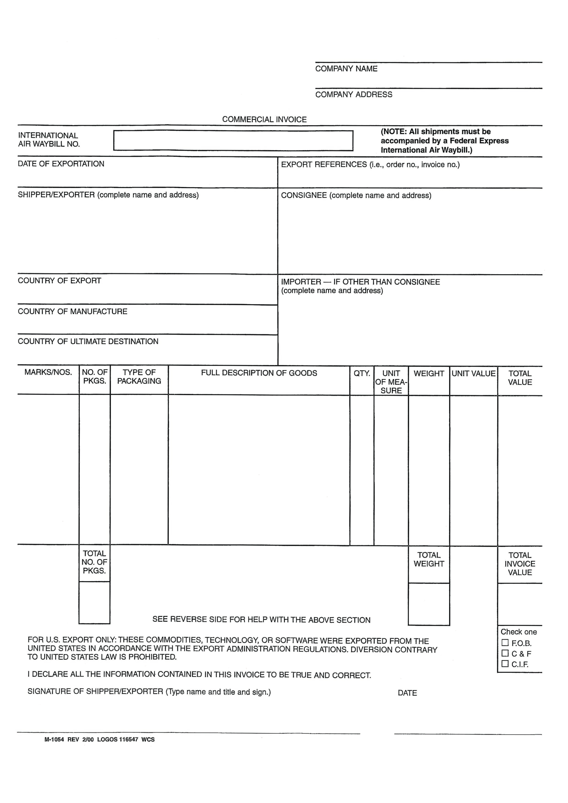Blank Commercial Invoice Word | Templates At Inside Commercial Invoice Template Word Doc