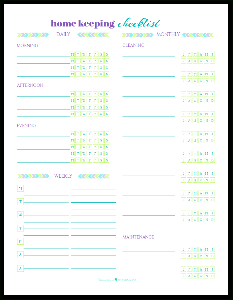 Blank Home Keeping Checklist Printables Intended For Blank Cleaning Schedule Template