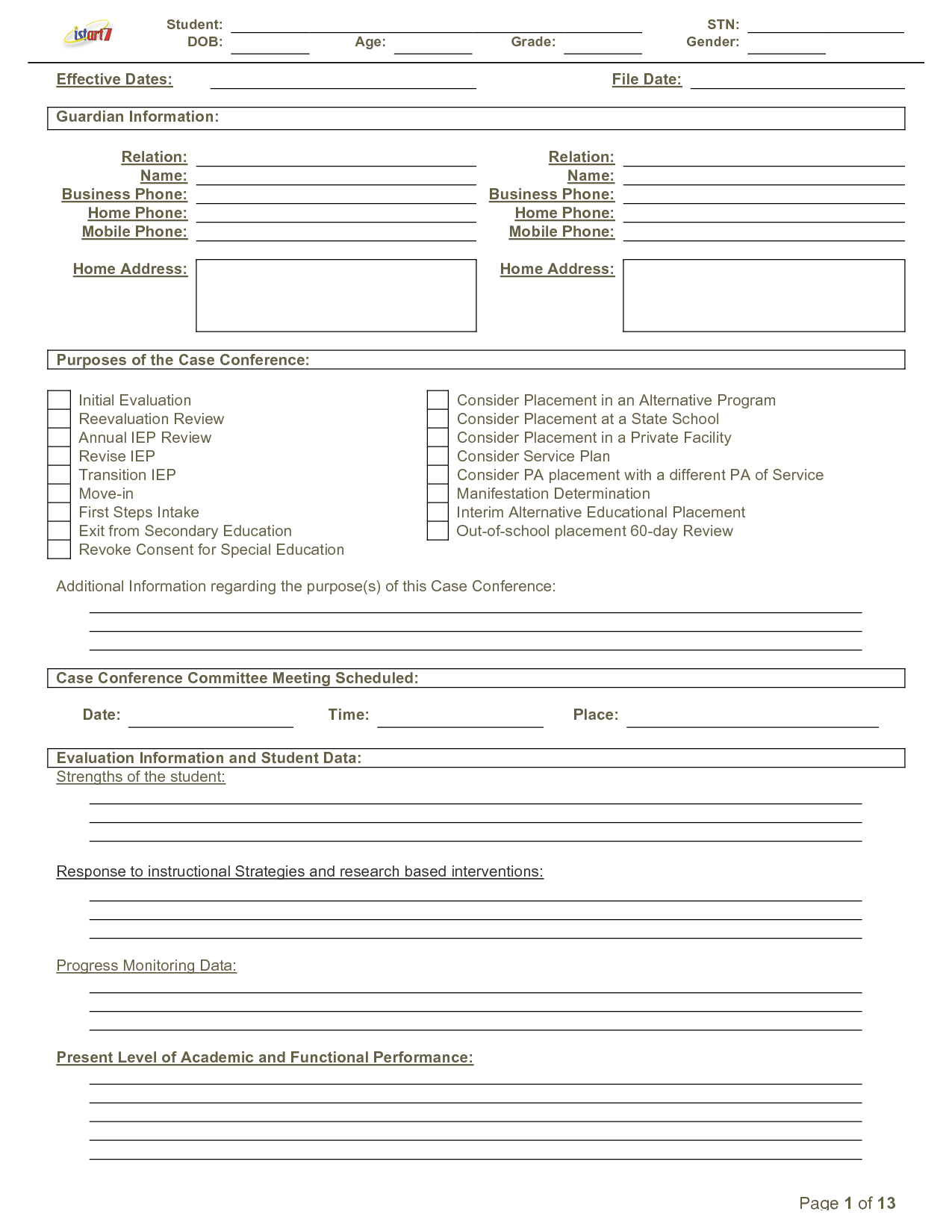 Blank Iep Form Template – Template For Blank Iep Template