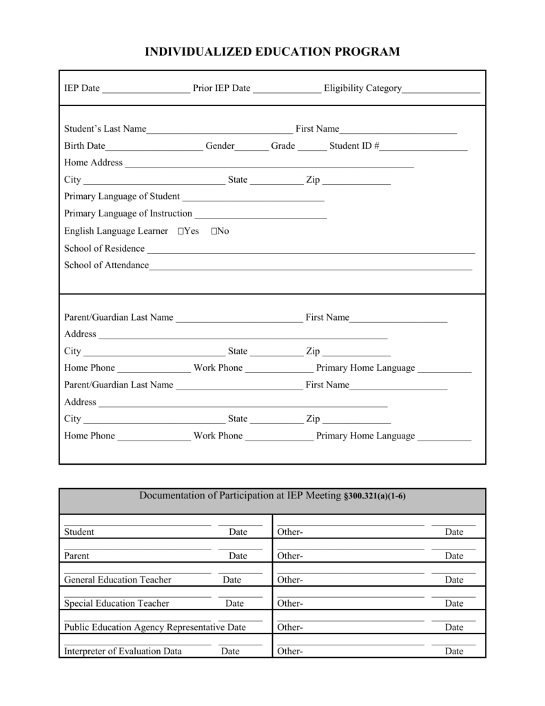 Blank Iep Form Within Blank Iep Template