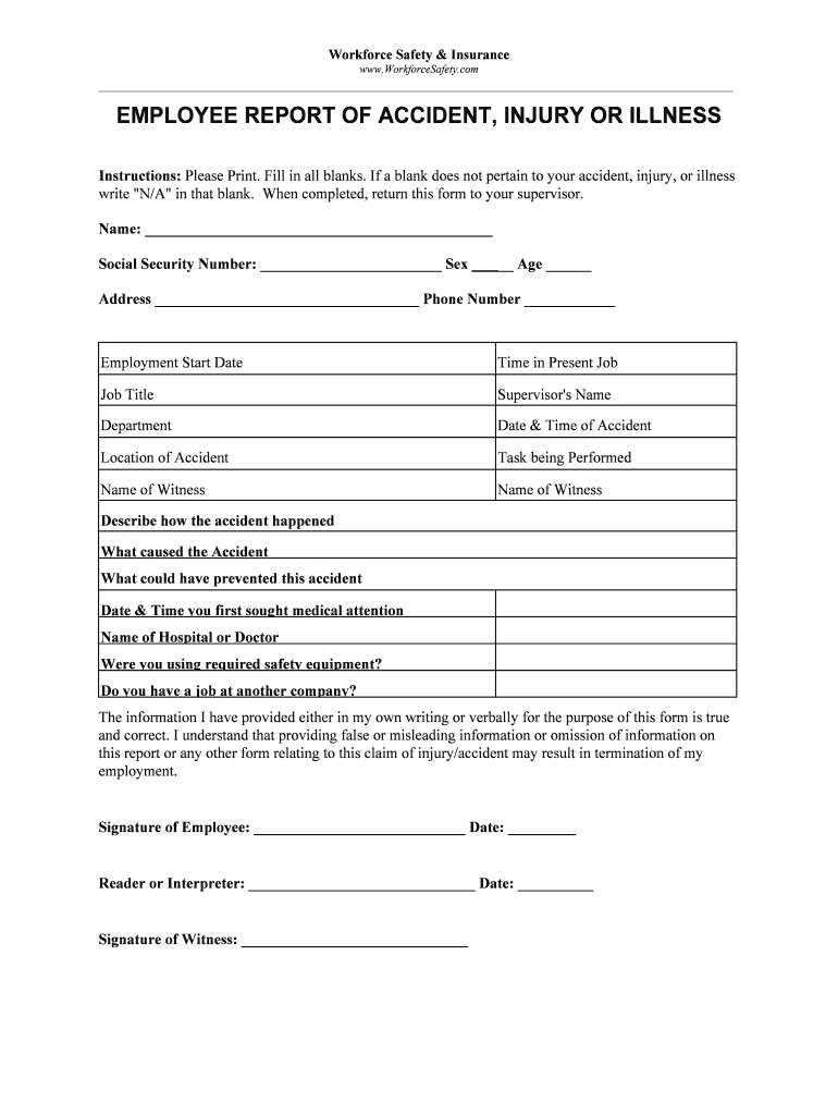 Blank Incident And Injury Report Pdf – Fill Online Throughout Insurance Incident Report Template