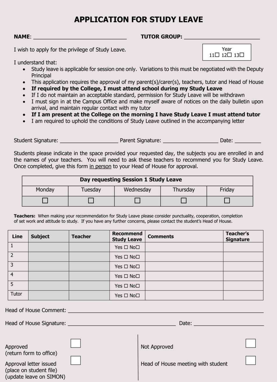 Blank Leave Application Form Templates (8+ Pdf Samples) In School Registration Form Template Word