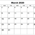 Blank March 2020 Calendar – Record Your Personal Activities Pertaining To Blank Activity Calendar Template