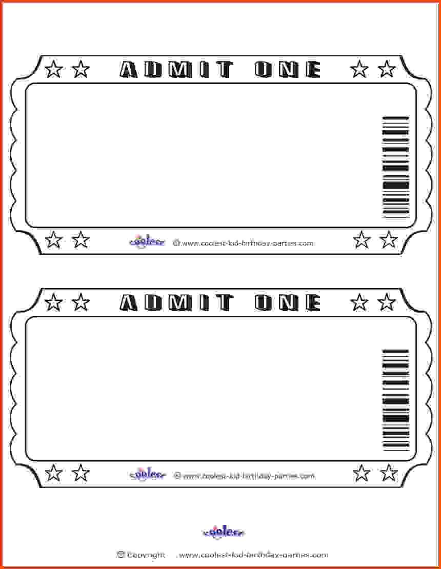 Blank Movie Ticket Clipart Throughout Blank Admission Ticket Template