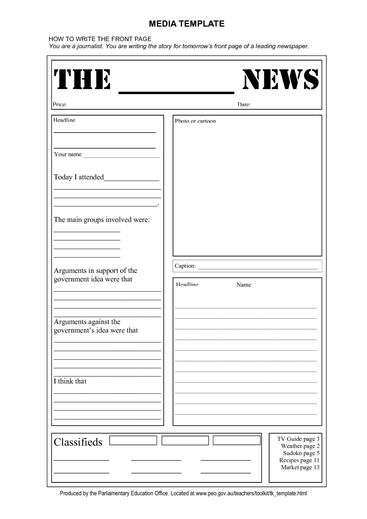 free word newspaper template