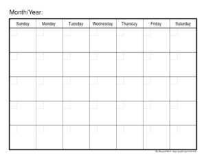 Blank Printable Monthly Calendar With No Dates | Example inside Blank One Month Calendar Template