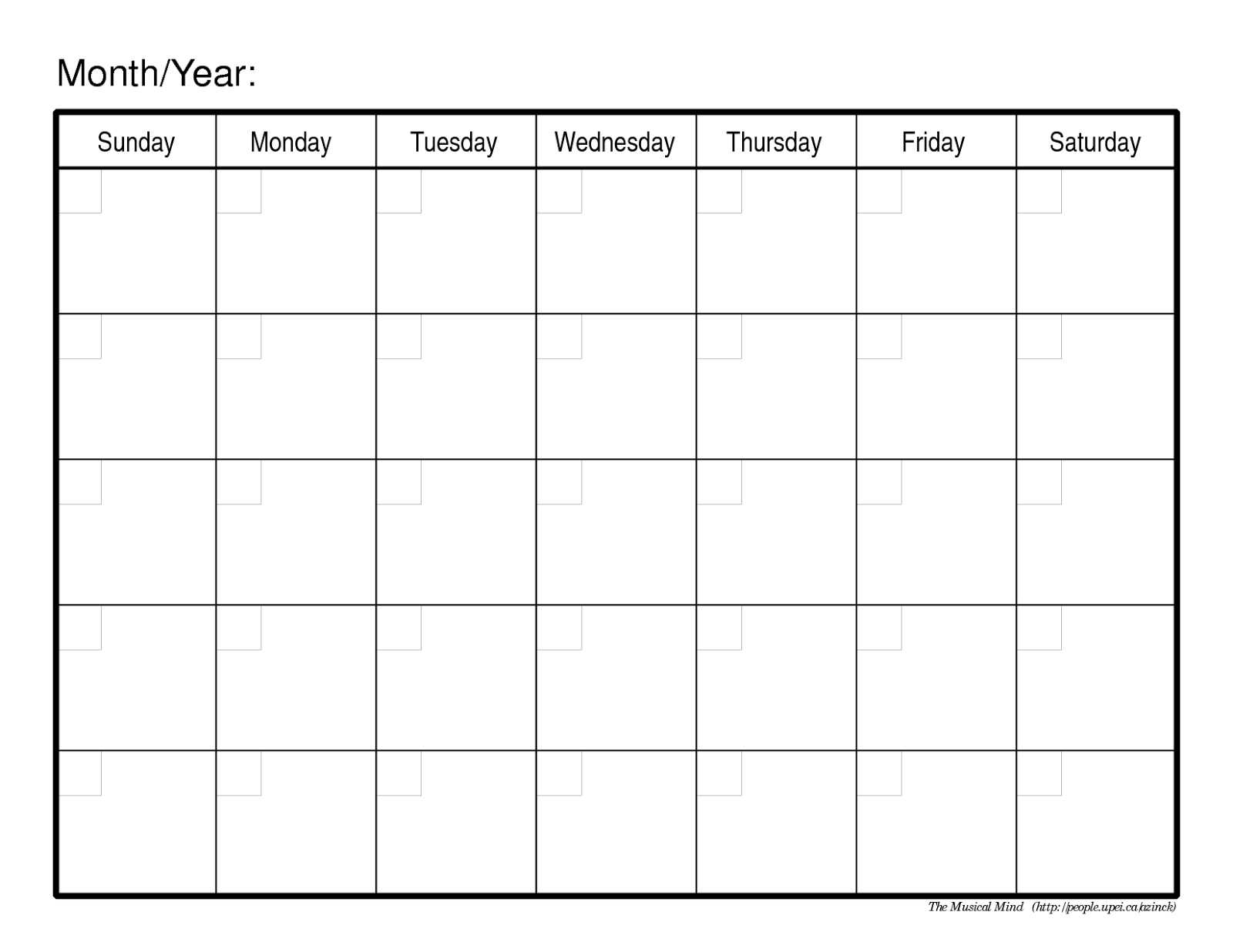 Blank Printable Monthly Calendar With No Dates | Example Inside Blank One Month Calendar Template