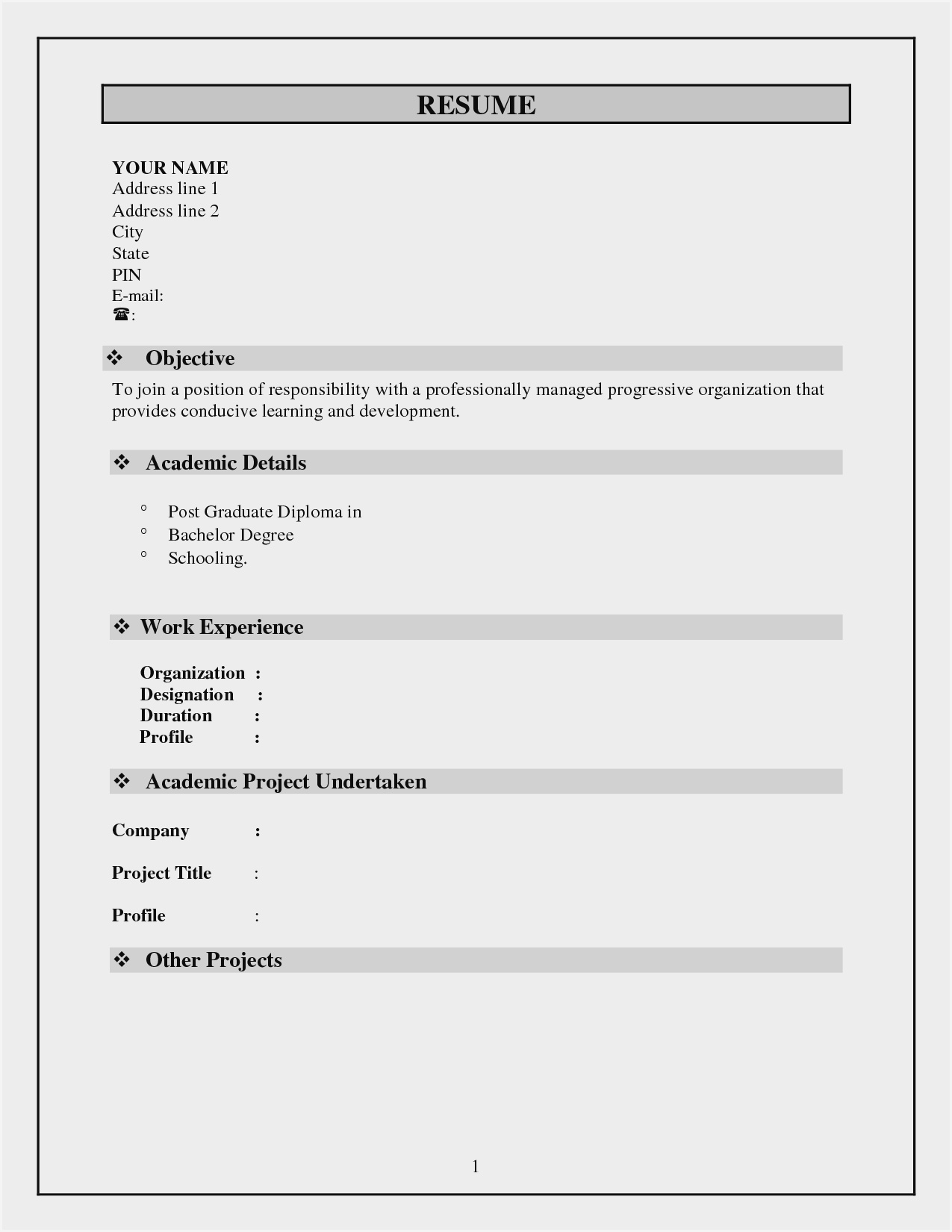 Blank Resume Format Pdf Free Download - Resume : Resume Pertaining To Free Blank Resume Templates For Microsoft Word