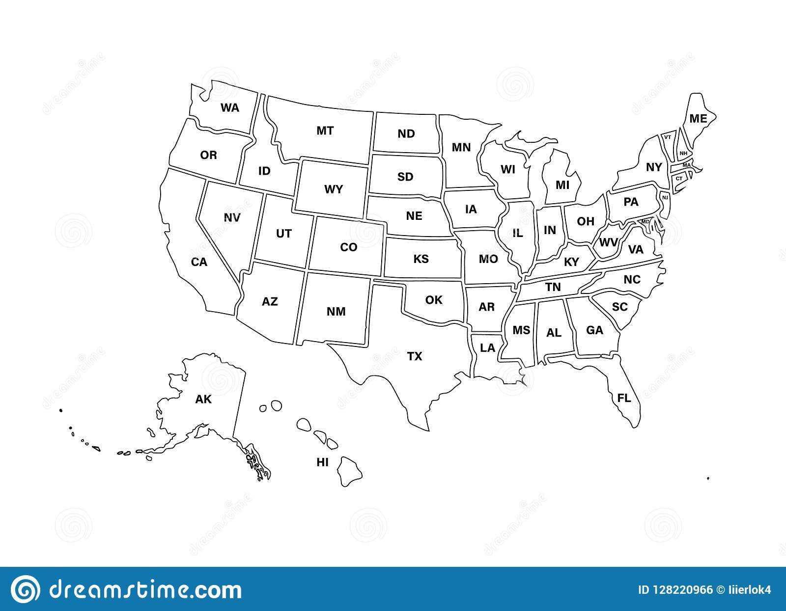Blank Similar Usa Map Isolated On White Background. United Regarding United States Map Template Blank