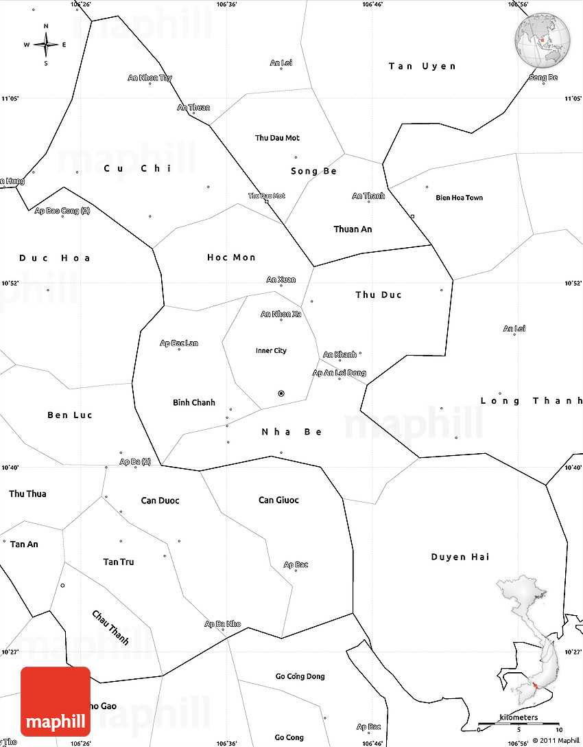 Blank Simple Map Of Ho Chi Minh City For Blank City Map Template
