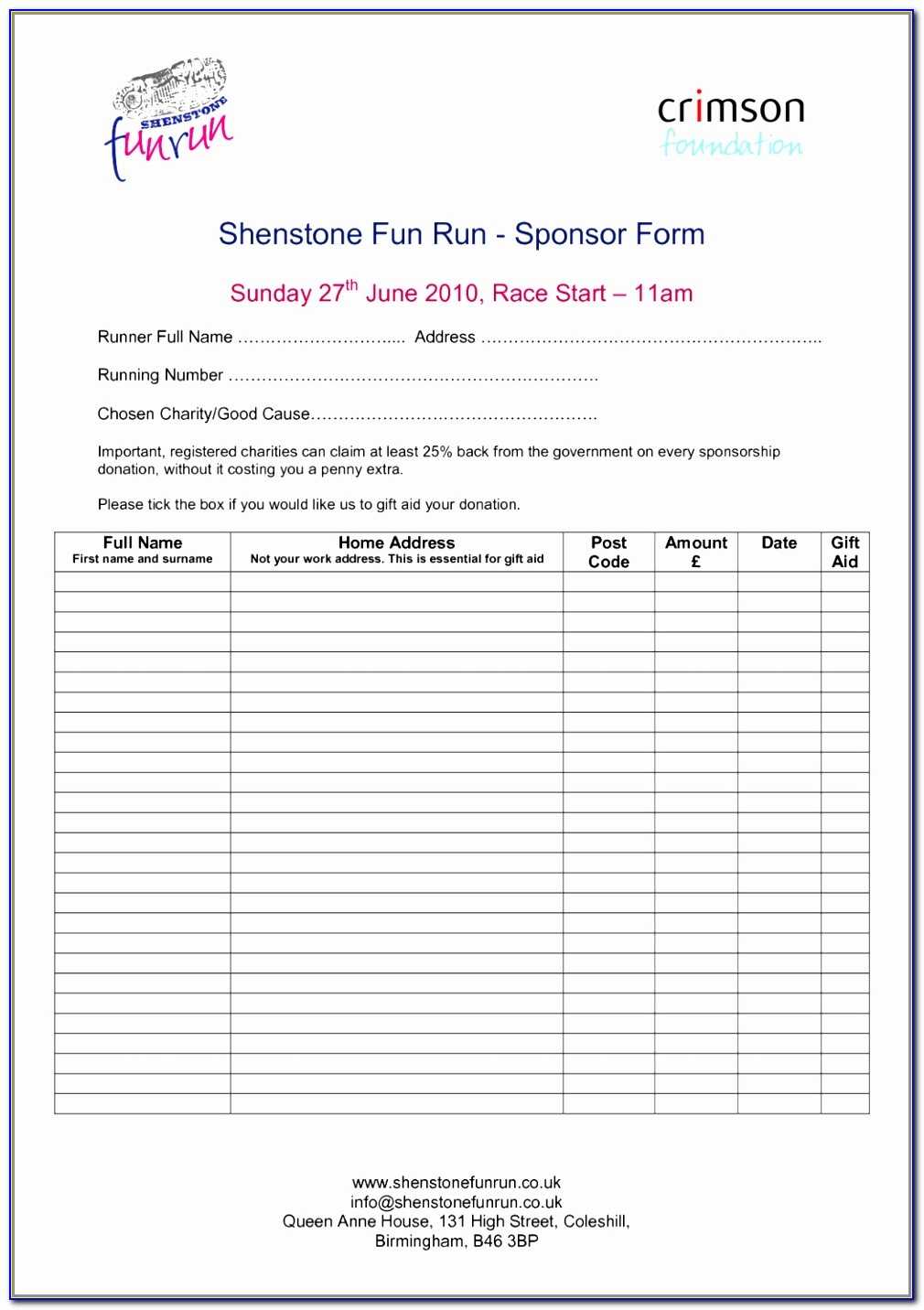 Blank Sponsor Form Template Free Steps kontenterkini