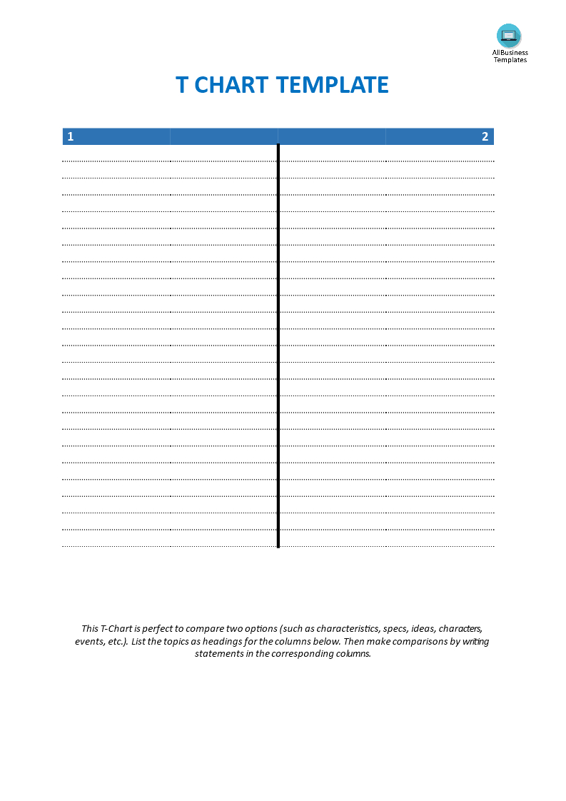 Blank T Chart Template | Templates At Allbusinesstemplates Intended For T Chart Template For Word
