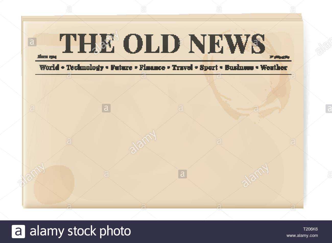 Blank Template Of A Retro Newspaper. Folded Cover Page Of A Inside Blank Old Newspaper Template