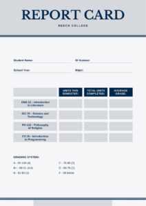 Blue And Gray Simple College Report Card - Templatescanva within College Report Card Template