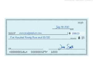 Blue Check Psd Template | Psdgraphics in Large Blank Cheque Template