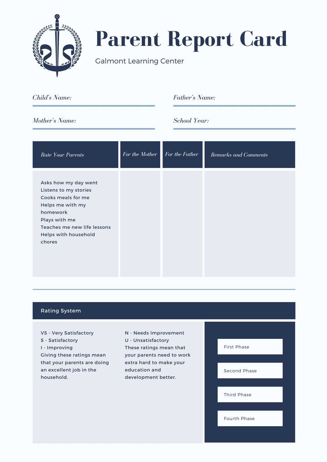 Blue Laurel Wreath High School Report Card – Templatescanva Intended For High School Report Card Template