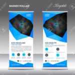 Blue Roll Up Banner Stand Template, Stand Design,banner Template,layout.. Inside Banner Stand Design Templates