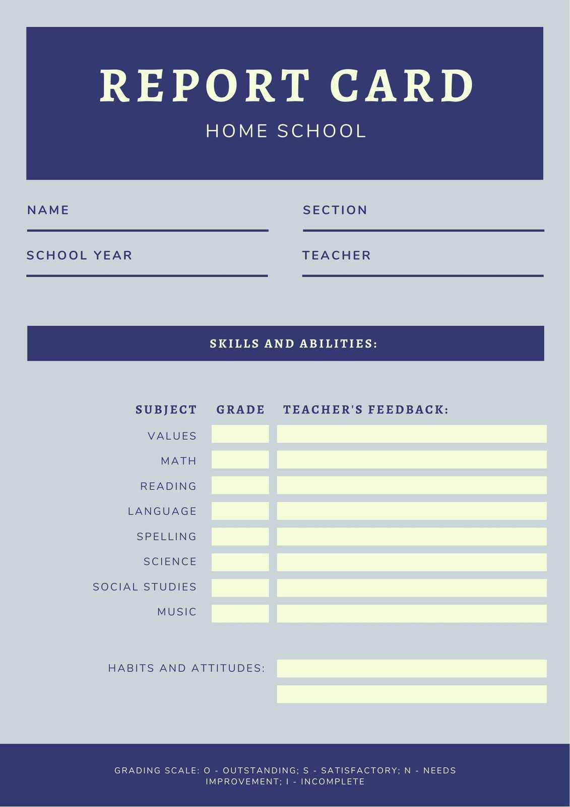Blue Simple Homeschool Report Card – Templatescanva Inside Homeschool Report Card Template