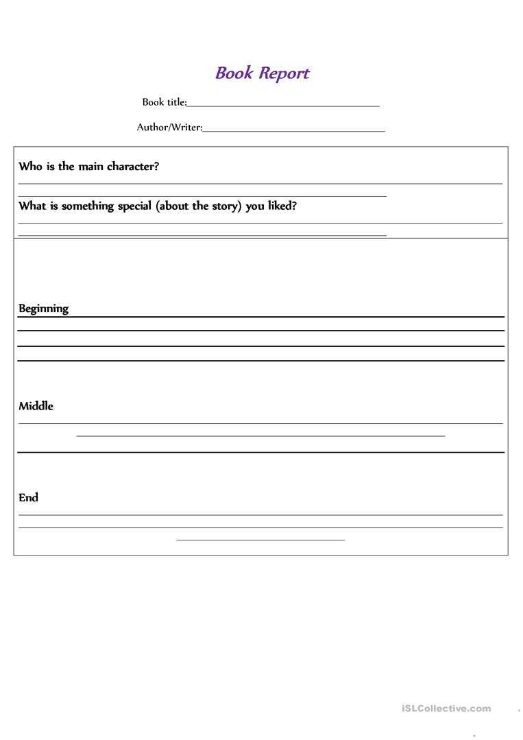 Book Report Template – English Esl Worksheets For Distance With Story Report Template